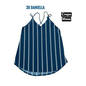 3x Lularoe Daniella Camisole Navy Blue White Stripes  Crepe moss Fits 26/28